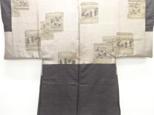 アンティーク　時代人物模様肩裏男物羽織